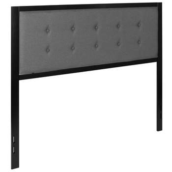 Flash Furniture Bristol Metal Tufted Upholstered Queen Size Headboard in Dark Gray Fabric