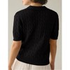 Womens Short Sleeve Sweater Tops Polo Collar Sweater Knitted Tops Cable Knit Sweater - 2 of 4