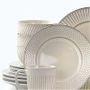 Elama - Market Finds 16 Piece Round Stoneware Dinnerware Set in Embossed - White - 4 of 4