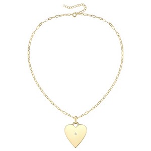 Guili 14K Gold Plated Cubic Zirconia Heart Pendant Necklace, a beautifully radiant piece that symbolizes love, elegance, and timeless charm. - 1 of 2