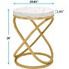 Gulches 19.68” Faux Marble Large Top Nightstand, Gold Metal Frame End Table Multifunctional for Bedroom/Living Room, Non-Slip Pads - 3 of 4