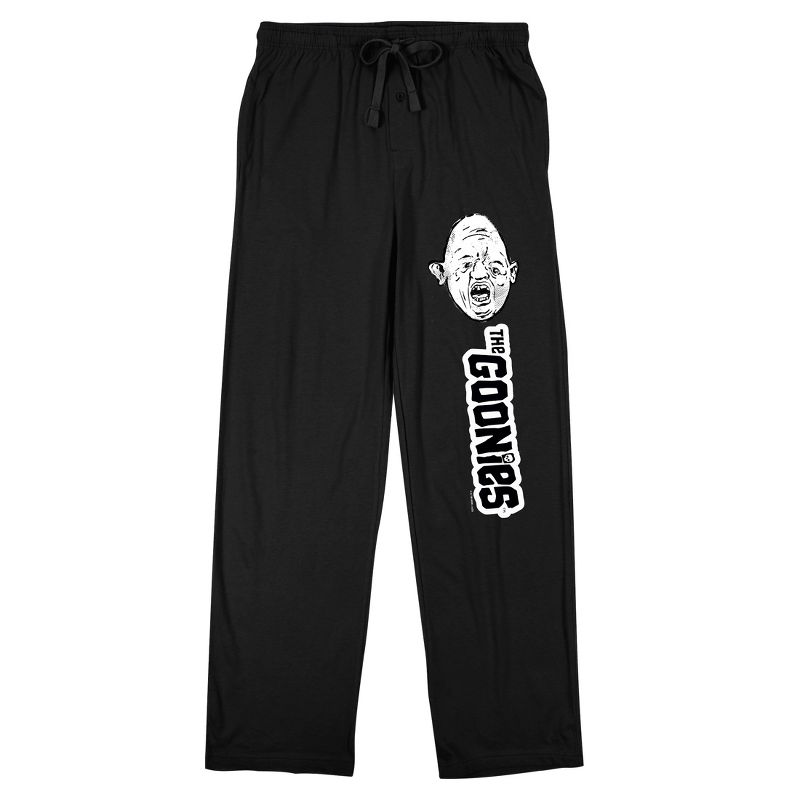 The Goonies Sloth Character Head & Logo Men's Black Sleep Pajama Pants, 1 of 4