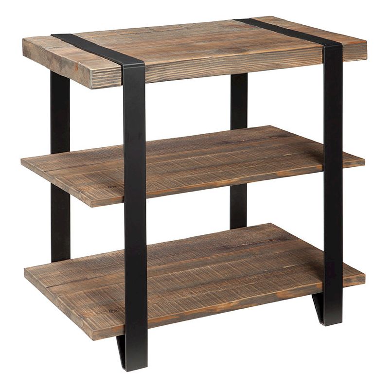 27" Modesto Wide 2 Shelf End Table Metal Strap and Reclaimed Wood Brown - Alaterre Furniture, 1 of 7