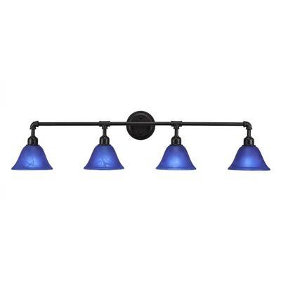 Toltec Lighting Vintage 4 - Light Vanity in  Dark Granite with 7" Blue Italian Shade