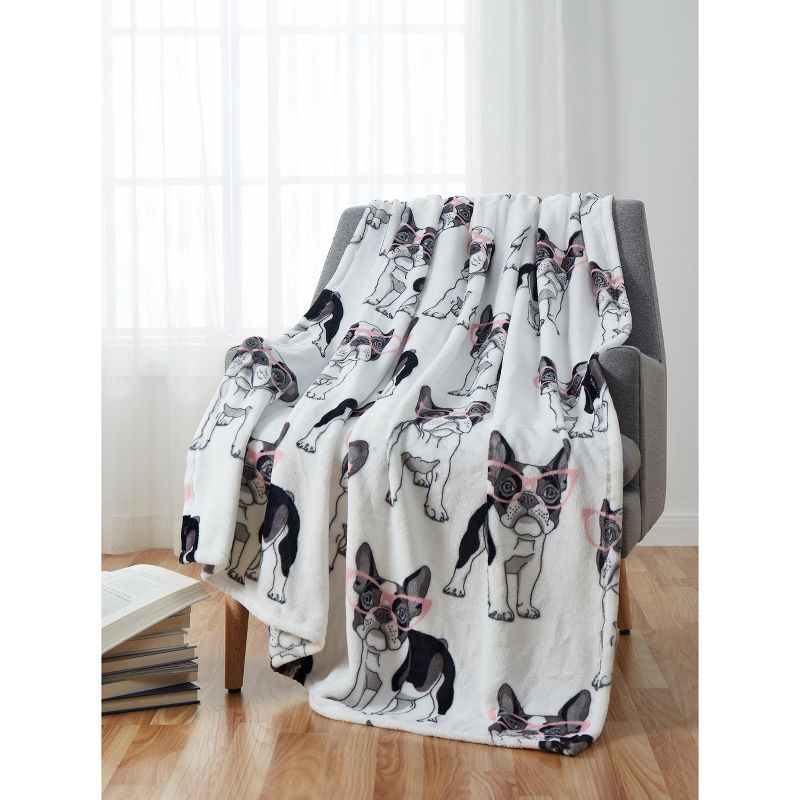 Kate Aurora "Frenchie" French Bulldog Puppy Ultra Soft & Plush Oversized Accent Throw Blanket - 50 in. W x 70 in. L, 1 of 4