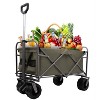 VisioGear Outdoor Serving Carts, Portable Folding Beach Wagons with Wheels, Collaspible Cart with Handle, Green, 37.79"*24.41"*42.51" - 4 of 4