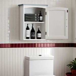 VANIRROR Small Wall Bathroom Cabinet, Medicine Cabinet Organizer With Single Door for Bathroom, Kitchen, Living Room, White - 1 of 4