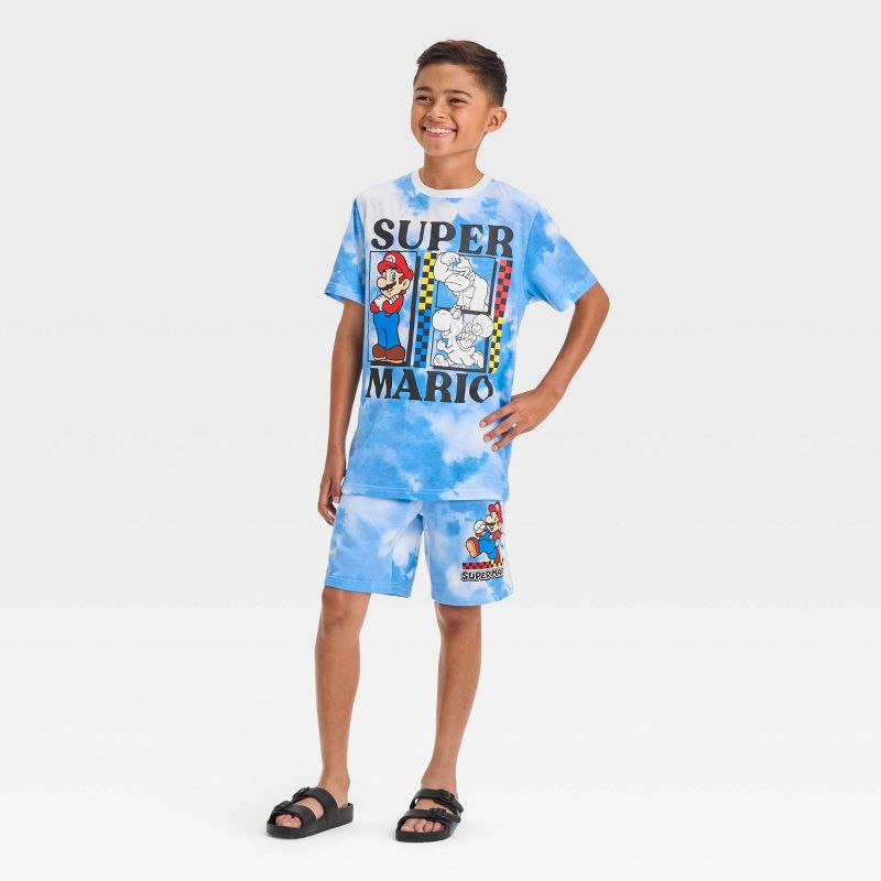 Boys' Super Mario Top and Bottom Shorts Set - Blue, 1 of 4