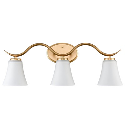 Claxy Modern Gold Bathroom Vanity Light Fixture 3-Light Milk Glass