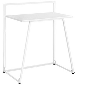 Vynxaria Modern 30" White Laminate Computer Desk with White Metal Frame Sleek Design for Home Office Laptop Work - 1 of 4