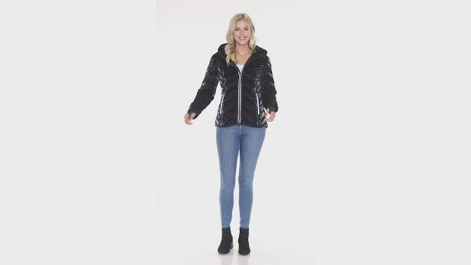 Women's Midweight Quilted Contrast With Thumbholes Hooded Jacket - White Mark, 2 of 8, play video