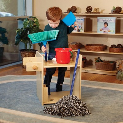 Kaplan Early Learning Wooden Housekeeping Stand with Accessories