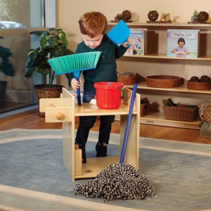 Kaplan Early Learning Wooden Housekeeping Stand with Accessories - 1 of 2