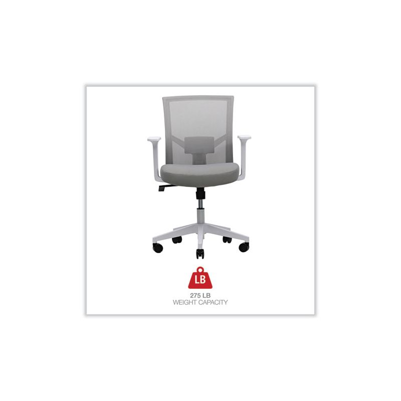 Workspace by Alera Mesh Back Fabric Task Chair, Supports Up to 275 lb, 17.32" to 21.1" Seat Height, Gray Seat, Gray Back, 5 of 8