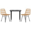 vidaXL Garden Dining Set Black Steel, polyethylene, tempered glass - Brown 31.5" Table Length 2 Items - 3 of 4