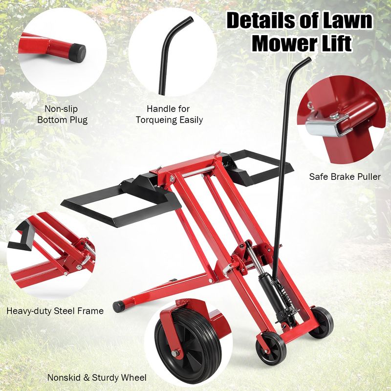 Costway Lawn Mower Lift Jack for Tractors & Zero Turn Riding Lawn Mowers 500lb Capacity, 4 of 11