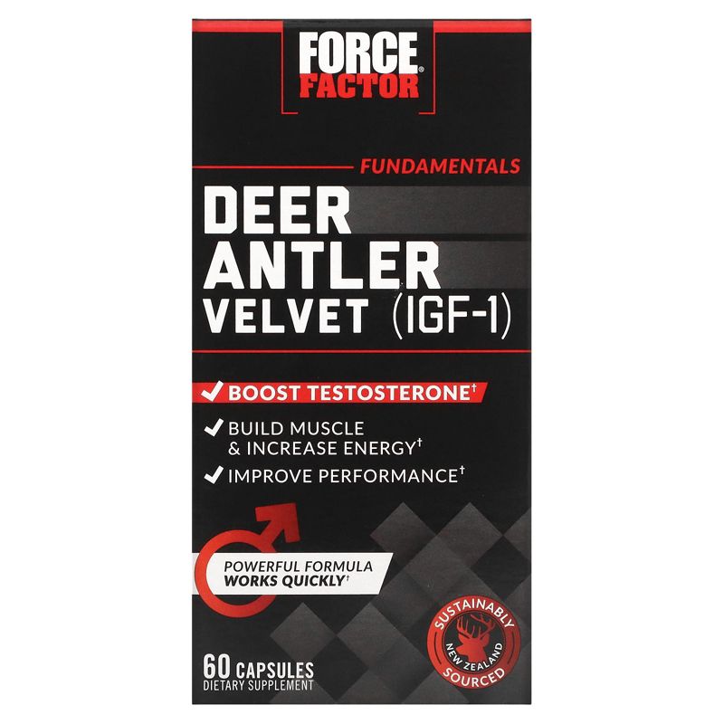 Force Factor Deer Antler Velvet (IGF-1), 60 Capsules, 1 of 4