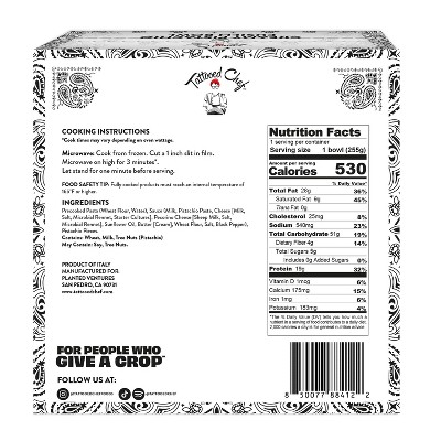 Tattooed Chef Frozen Creamy Pistachio Fusilli Bowl - 9 oz