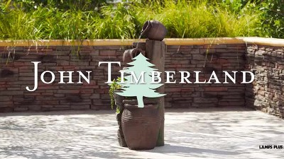 Rustic Terracotta Four-Pot Cascading Outdoor Floor Fountain with LED Light