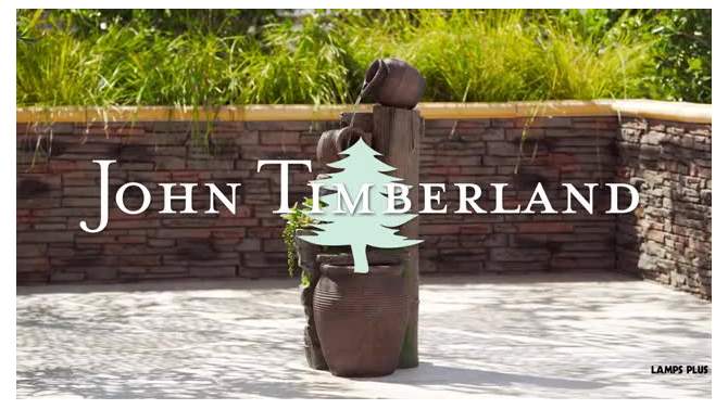 John Timberland Four Pot Rustic Cascading Outdoor Floor Water Fountain with LED Light 39 1/4" for Yard Garden Patio Deck Porch House Exterior, 2 of 11, play video