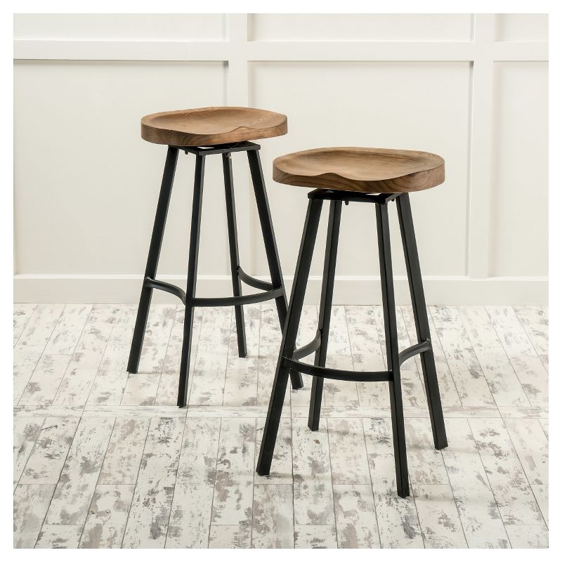 Set of 2 Albia Swivel 31.5&#34; Barstool - Natural/Black - Christopher Knight Home, 3 of 10