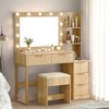 White Particle Board Veneered with Textured Melamine, 5-drawer 2-tier Shelf, comes with 11 Three-color Dimmable Bulbs, Dressing Table Set - 3 of 4