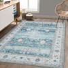 Washable Vintage Floral Print Chenille Living Room Rugs, Distressed Print Non Slip Bedroom Carpet, Retro Accent Floor Cover - 2 of 4