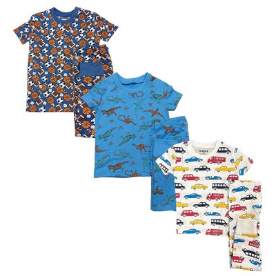 BenBen Boys 3 Pack Pajamas Shortsleeve set - Blue Dinosaurs/Cars/Sports