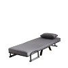 TIRAMISUBEST Folding Chair Bed, Convertible Sleeper Sofa, with 5-Position Adjustable Backrest & Pillow, Futon Chair for Small Spaces, Light Grey - 2 of 4