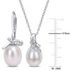 EVERLY JEWELRY|Sterling Silver 7.5-8 and 8.5-9mm Cultured Freshwater Pearl & Diamond Accent Leverback Earrings and Pendant 2-Piece Set-18in - 2 of 3