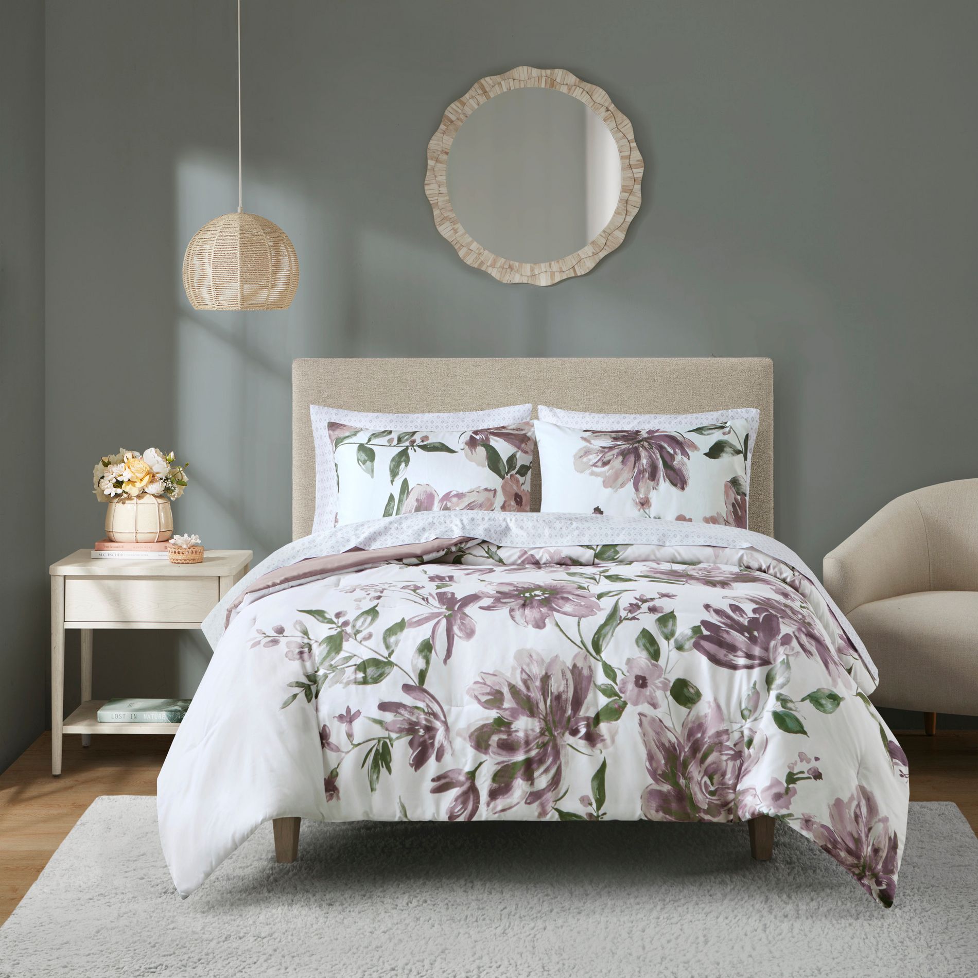 5Pcs Comforter Set, Modern Bedding Set, Microfiber Bed Comforter