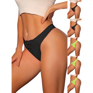 INSPIRE CHIC Women's Low-Waisted Smooth Elastic Lace Solid Thongs 6 Packs - 1 of 4