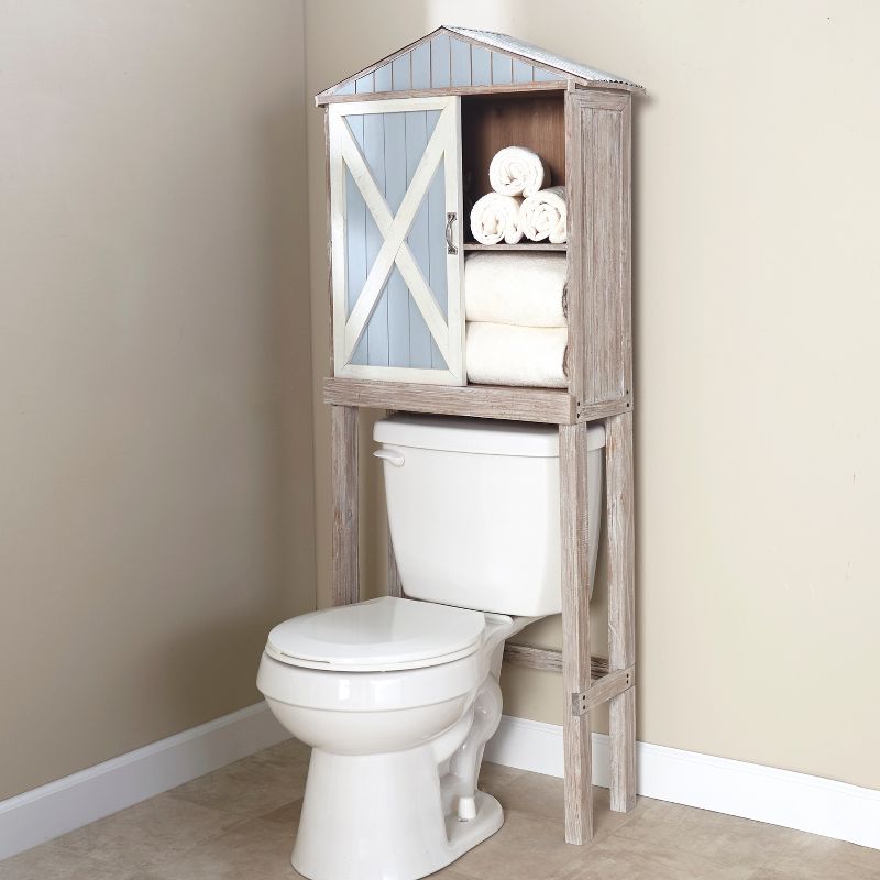 The Lakeside Collection Rustic Barn Door Over the Toilet Storage Cabinet for the Bathroom, 5 of 9