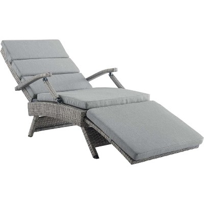 Modway Envisage Chaise Outdoor Patio Wicker Rattan Lounge Chair - Light Gray Gray