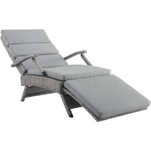 Modway Envisage Chaise Outdoor Patio Wicker Rattan Lounge Chair - Light Gray Gray - 1 of 4