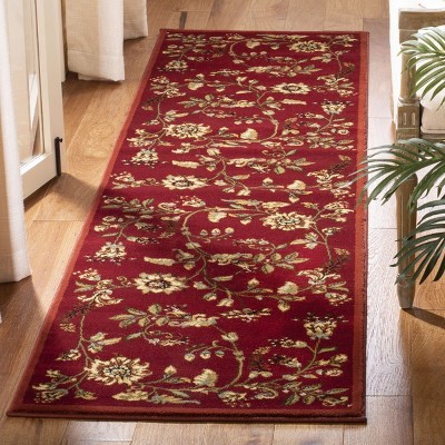 Lyndhurst Red and Multi Floral Synthetic Runner Rug, 2'3" x 8'