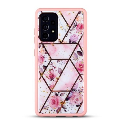 MyBat Hybrid Case Compatible With Samsung Galaxy A52 5G - Roses Marbling / Pink