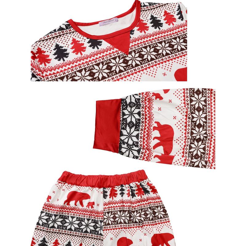 cheibear Christmas Party Long Sleeve Family Matching 2-Pieces Pajama Set, 4 of 5