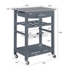 FONTOI Mobile Rolling Kitchen Island, Trolley Serving Cart with Underneath Drawer & Slide-Out Wire Storage Basket - 2 of 4