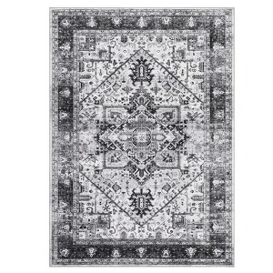 Washable Vintage Floral Medallion Large Rugs for Bedroom Living Room, Non Slip Retro Accent Floor Carpet for Home Office - 1 of 4