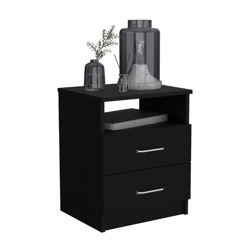 NicBex Nightstand with 2 Drawers and Metal Handles Contemporary Bedside Table with Open Shelf for Bedroom,Living Room - image 1 of 4