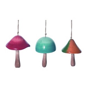 Transpac Ceramic Small Mushroom Bell Set of 3 Home Decorations Spring - 1 of 1