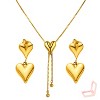 Women's Gold - Toned Titanium Steel Necklace and Earrings Set - Modern Heart Design - 3 of 4