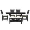 VYNXARIA 6-Piece Wood Half Round Dining Table Set Kitchen Table Set with Long Bench and 4 Dining Chairs, Modern Style, Gray - 2 of 4