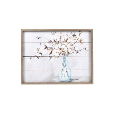 27.75" x 21.75" Jar Flowers MDF Wall Art White - Prinz