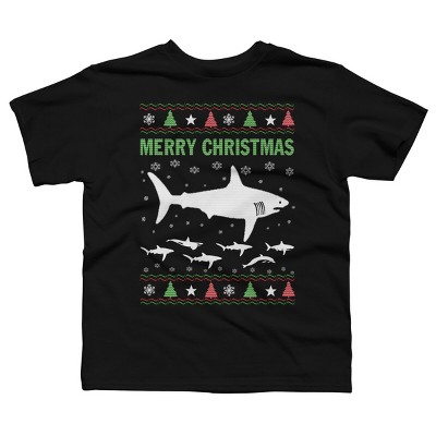 Boy's Design By Humans Shark Christmas By sophialada T-Shirt