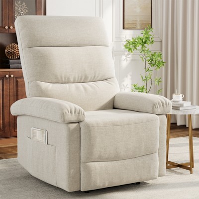 Recliner Chair, Manual Recliner with Side Pocket, Adjustable Fabric Single Sofa, Ergonomic Back Support for Living Room, Nursery, Bedroom