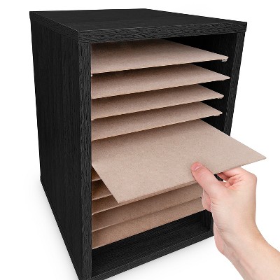 Black MDF 11-Compartment Vertical Paper Sorter Organizer
