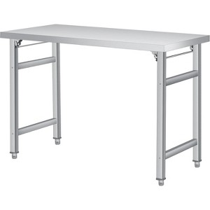 Stainless Steel Folding Table - 520 lb Commercial Folding Workbench with Adjustable Base and Legs for Home Kitchen Restaurant Garage Warehouse - 1 of 4