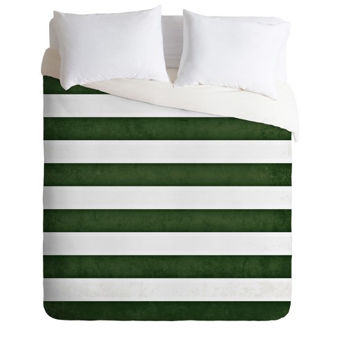 Green Stripes Monika Strigel Farmhouse Duvet Cover Set (Twin) - Deny Designs